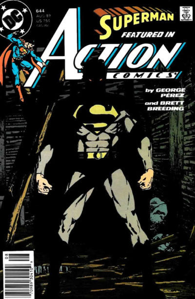 Action Comics #644 (August 1989)Superman vs. Supergirl, who is looking quite… different now. That’s her up there on the cover, with the grey costume, red eyes and distinct lack of boobs. And you can’t see it due to the poor lighting, but she even has a beard.A little recap: Waaaay back in Action #591, Superman traveled to a “Pocket Universe” where the only superhero of Earth was a younger version of himself, Superboy. Superboy died, some evil Kryptonians took over the planet, and then Pocket Universe Lex Luthor (who is good) created a Supergirl out of a pink goo called protoplasm. Superman stopped the evil Kryptonians (permanently), but in the process Supergirl was reduced back to pink goo and her entire planet died (in Superman #22). Superman then asked Ma and Pa Kent to take care of Supergirl, who slowly regrew herself into human shape and started calling herself “Matrix.” Eventually Matrix began impersonating Clark Kent because she thought that’s what Ma and Pa wanted, and it was kinda funny for a while, but then Matrix/Clark touched a Kryptonian relic called the Eradicator that Superman brought from space, and it exploded in her face.Next thing you know, Matrix really thinks she’s Clark and starts terrorizing people in Smallville thinking she’s fighting bad guys as Superman. And that’s where this issue starts.Matrix thinks the real Superman is a double who is threatening her family, so she takes Ma, Pa and Lana Lang to an old abandoned quarry. To make matters even more confusing, Matrix now has some sort of psychic link with Superman thanks to the Eradicator, so it’s kinda hard to sneak up on her. Matrix and Superman fight for a while, until Matrix accidentally hurts Lana and then tries to kill Superman.This makes Matrix realize she may not be completely right in the head after all, and in a moment of clarity, she borrows a move from Superman and decides to exile herself to outer space, where she can’t put more innocents at risk. (Or not human innocents, at least.) Meanwhile, Superman is like “Wait, no, don’t go… oh, shoot, she’s already all the way over there. Well, what are you gonna do.”Character-Watch:And that’s the last we’ll see of Supergirl/Matrix for a good while: her space exile lasted a lot more than Superman’s (like three years), but by the time she’s back her head will be a lot clearer and she’ll settle in her Supergirl form for good, and no one will ever mention that time she was a dude with a beard and hairy pecs.Plotline-Watch:The abandoned place where Matrix takes the Kents is the Simonson Limestone Quarry, the place where Superman fought the Legion of Super-Heroes in Superman #8, at the beginning of the Superboy/Pocket Universe story. I don’t know if it’s intentional, but it’s fitting that this whole mess should end in the same place where it started.There’s a page where Kitty “Rampage” Faulkner of S.T.A.R. Labs is trying to contact Superman on behalf of Starman (in his ’80s mulleted incarnation), who needs his help for something. That’s a teaser for a Superman guest appearance in Starman #14, which… I have not read, actually. I never had any interest in that series, even though it was written by Roger Stern and Kitty was apparently a regular. Should I check out that issue, Tumblr?