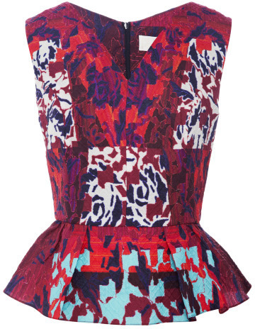 Peter Pilotto RH Printed Cloqué Peplum Top Water Orchid by Peter...