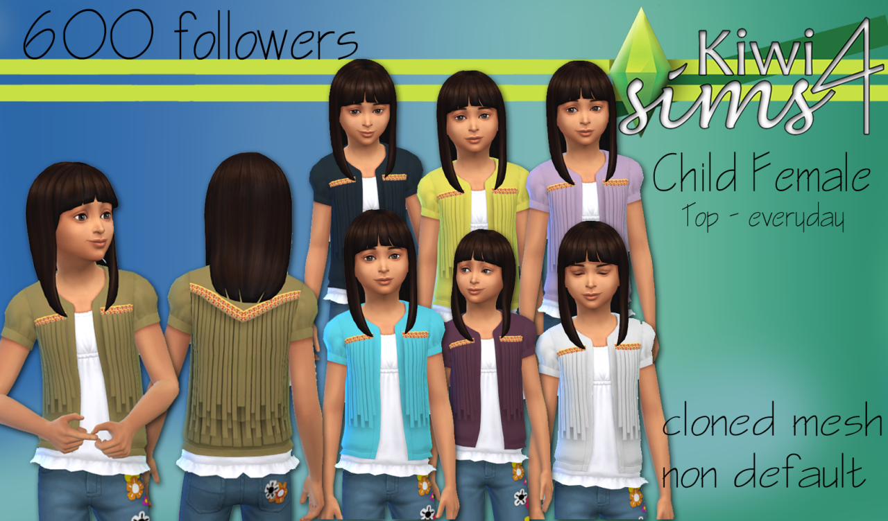 600 followers &#8230;&#8230;&#8230;..
to celebrate , I bring thee more kids clothes&#160;! basic recolour but good to get back into it . been a few weeks .
this is a down &#8216;n dirrrrty &#8220;Pocahontas&#8221; inspired vest thingymajiggy .
link here&#160;: http://www.mediafire.com/download/rafm24i8mudao42/kiwisims4_cfTop_CardiganShortPuff_pocahontas.package
side note &#8230;&#8230; DO NOT REUPLOAD PLEASE&#160;!