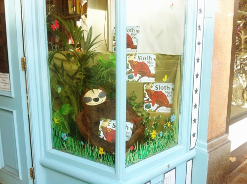 Mr Sloth has found it to the window in Tales on Moon Lane bookshop in Herne Hill. Cosy.