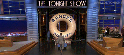  Jimmy makes one of his dreams a reality by jumping through a replica of L.A.’s iconic “Randy’s Donuts” sign!