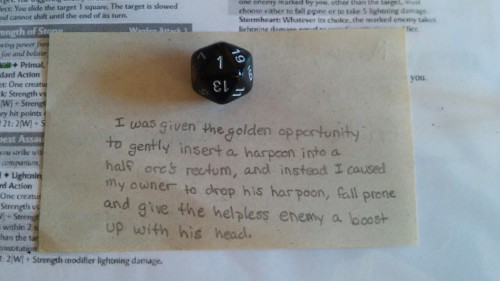 Dice Shaming:
The black dice are in time out now.