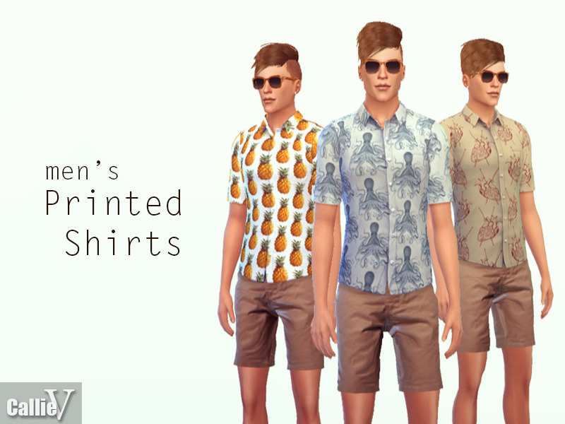 A set of 3 printed short sleeved shirts for your male sims.
The package includes:

-Pineapple Shirt
-Octopus Shirt
-Hearts Shirt

Standalone. 3 recolors with custom swatches. 
You can download them from Mediafire or, if you prefer, from my TSR minisite once they’re published :)
Hope you enjoy this cc! 

p.s. 27 days old blog and almost 100 followers! Thank you so much for the support! :)