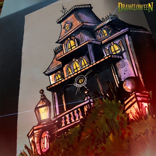 #Drawlloween Day 6: Haunted House!