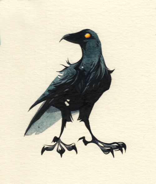 Inktober day 1 - A spooky birb! I named him Lenore. 