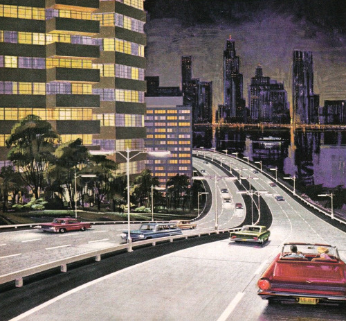 The Drive Home - detail from 1963 Portland Cement ad.