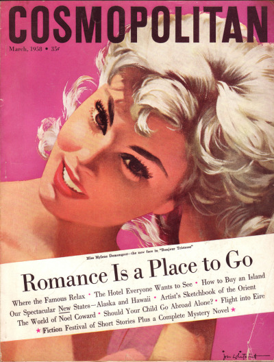 mudwerks:

Cosmopolitan: March 1958 (by SFordScott)
Cover art by Jon Whitcomb
