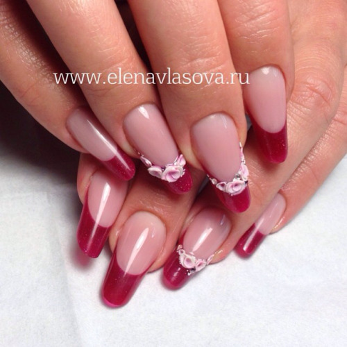 Коррекция акрил, цветы - акриловая лепка, swarovski #nail #nails...
