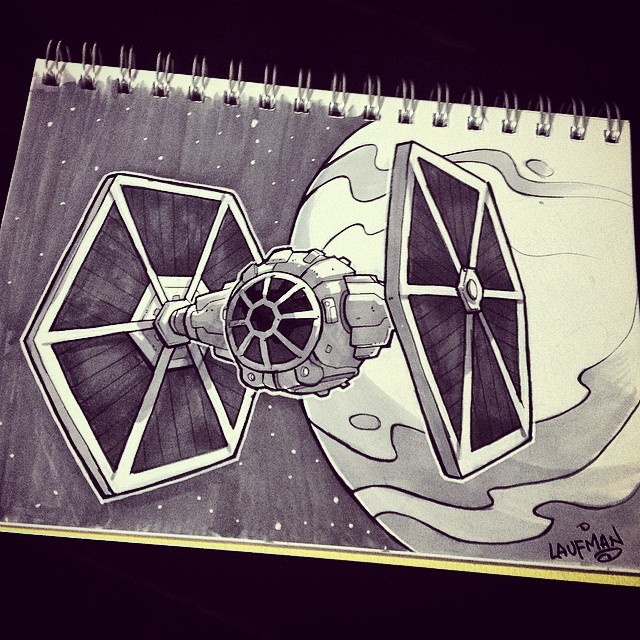 #inktober Day 20: Starwars. I used the force to free hand this one. Probably should have just gone with a ruler:P #sketch_dallies