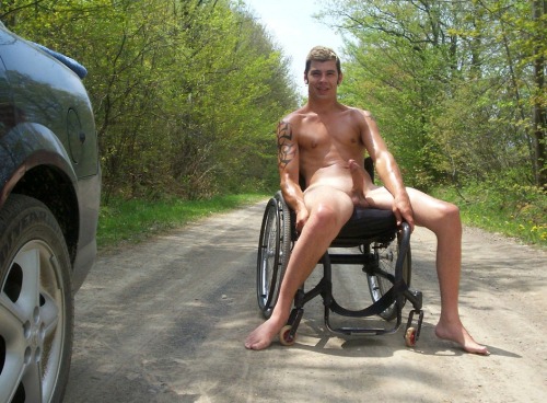 nakedoutdoorguys:  Naked on the road   http://walkinghardon.tumblr.com come stare at hot guys with me.