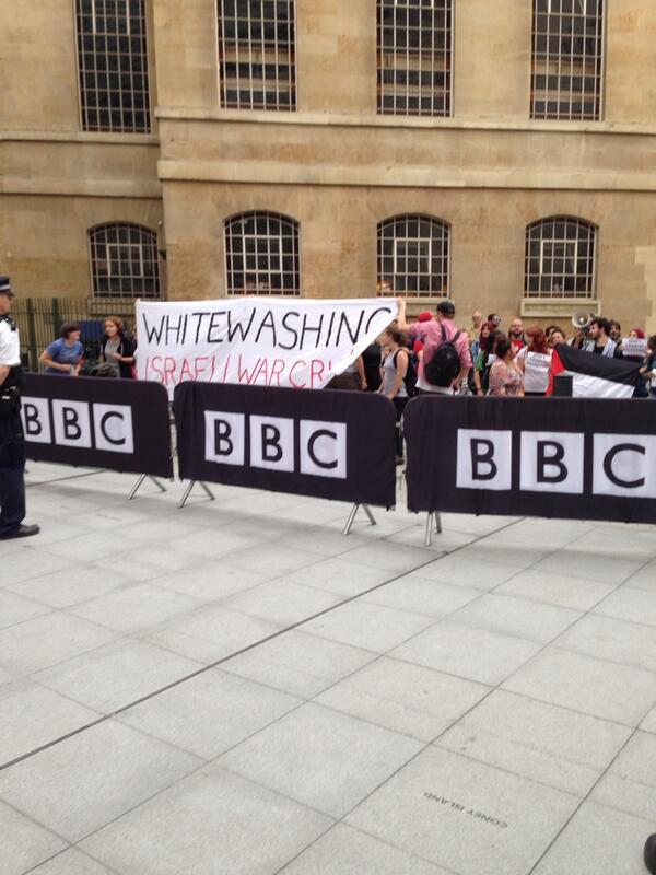 Protest in front of the BBC the after the three murdered Israeli boys were buried.
Need anything be said?