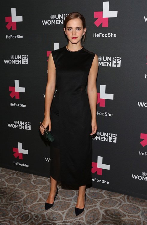 Emma Watson Wears Black Hugo Boss Dress at UN Women’s Event ... - Bonjour Mesdames