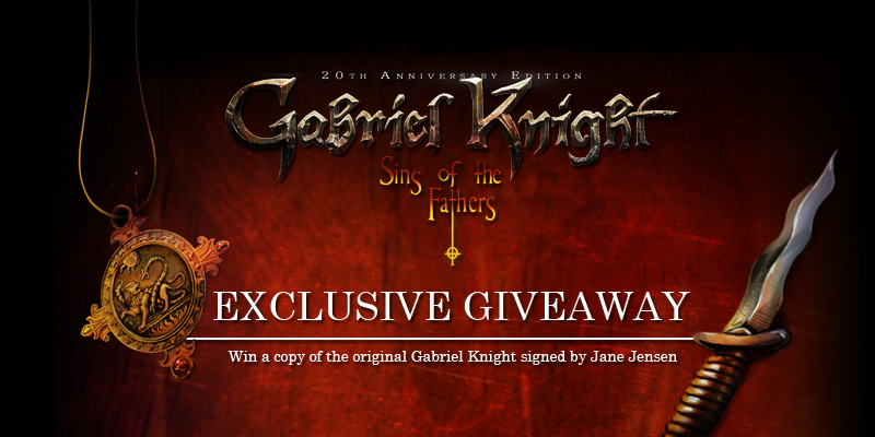 Gabriel Knight - Sins of the Fathers is right around the corner and we’re celebrating with a weekly giveaway! First, we have a new Gabriel Knight poster created by comic book industry veterans, the Sharp brothers.The prize is a must-have for any Sierra On-Line fan, a boxed copy of the original Gabriel Knight signed by Jane Jensen. To win you simply have to leave a comment with a tagline to the image above in 10 words or less. Anyone can participate and tumblr registration is not required to comment.This is the first of our three week giveaway, with two more chances coming soon. The lucky winners will be selected and announced next week and the final posters will be available to download for free.Good luck everyone!Gonçalo GonçalvesSocial Media AssociatePhoenix Online Studios