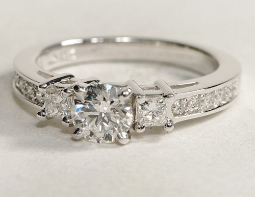 ... princess cut pavÃ© diamond engagement ring set with a round diamond