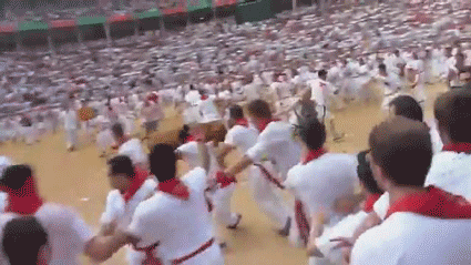 OUCH. The annual Running of the Bulls is happening this week at the Festival of San Fermin in Pamplona, Spain. This will be a good reaction GIF (what kind of bad day are you having?) for weeks to come.