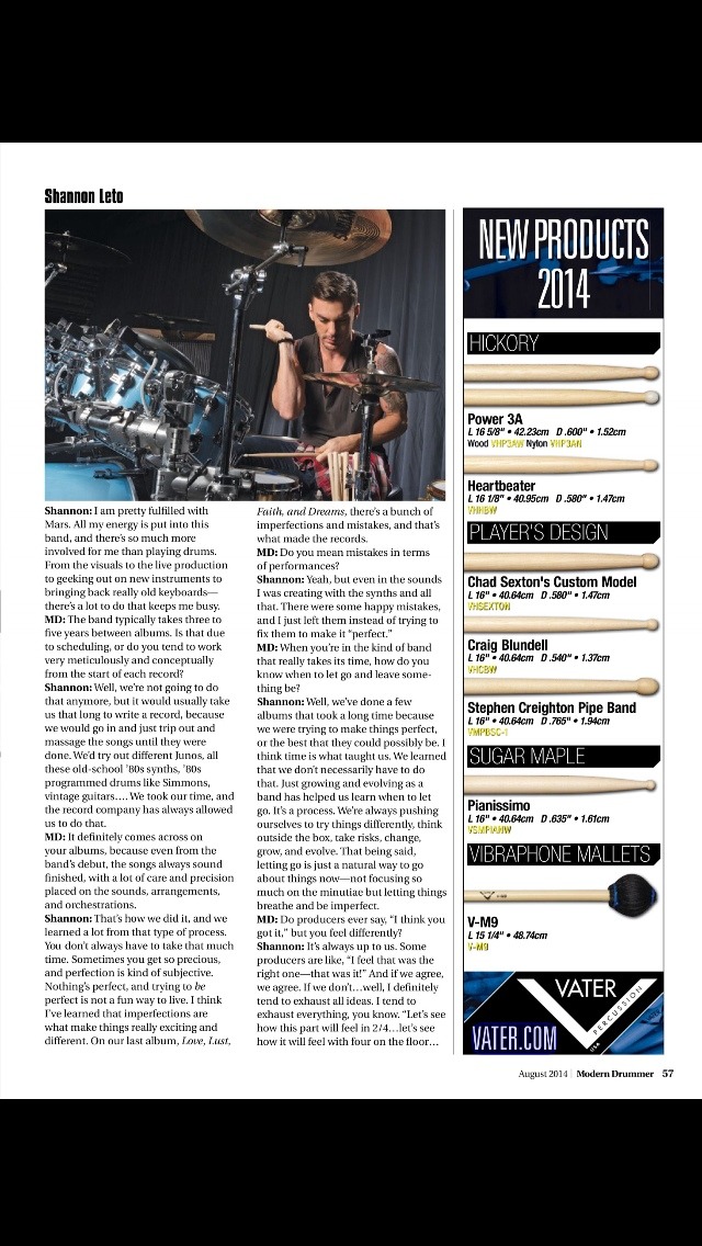 Shannon @Modern Drummer magazine - Août 2014 Tumblr_n7ou9x46cv1s1kf84o8_1280