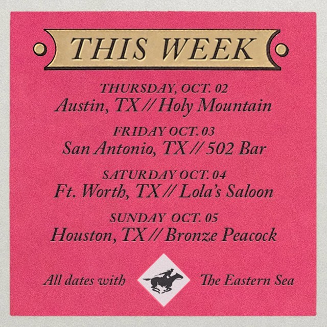 We&#8217;ll be Big Texan all over the state THIS WEEK with @theeasternsea Get your tickets &#8212;&gt; http://showsnear.by/roadkillinit #texastoast @aclfestival #ACL via Instagram http://instagram.com/p/tigu2SE1hc/