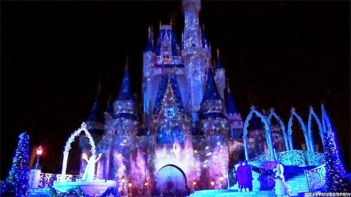 Elsa lights up the Cinderella Castle gif