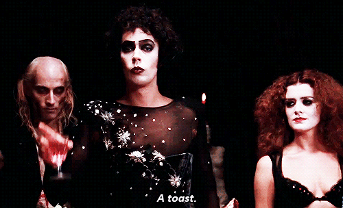 gif 1000 rocky horror picture show tim curry richard o'brien patricia quinn  rocky horror toast frank n furter that's the way to hold the glass  dontdreamitbehim •
