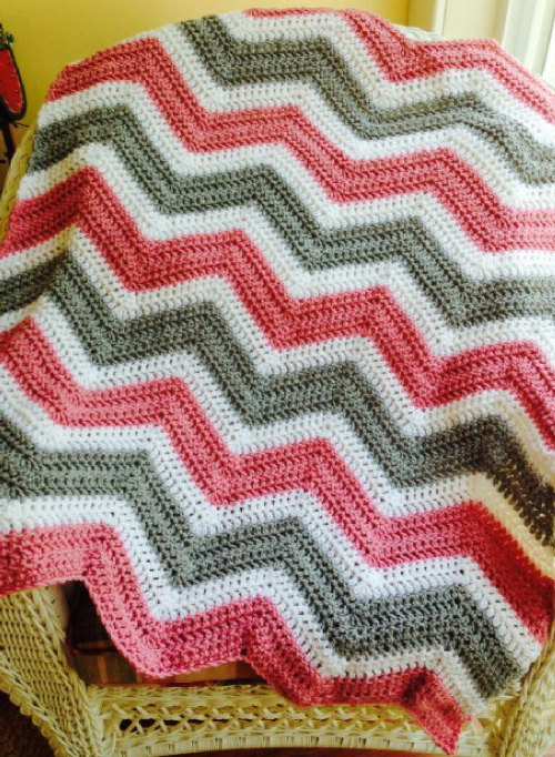 new chevron zig zag ripple baby blanket afghan wrap crochet knit ...