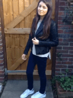 Leather Jacket & Trainers 