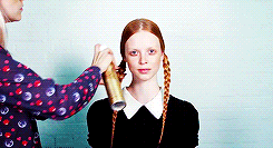 Wednesday Addams braid tutorial Channel your inner homicidal maniac this Halloween. You&#8217;ll need texturizing spray (Swamp Spritz by Bleach London), hairspray (L&#8217;Oreal Elnett Hairspray), a tailcomb and four bands. 1. Spray damp hair with texturizing spray2. Zig-zag part hair down the middle of scalp3. Smooth hair and spray with hairspray, secure with band4. Divide ponytail into three sections and braid to end of hair5. Secure with band and spray liberally with hairspray 