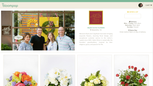 local florist shop page on Bloompop