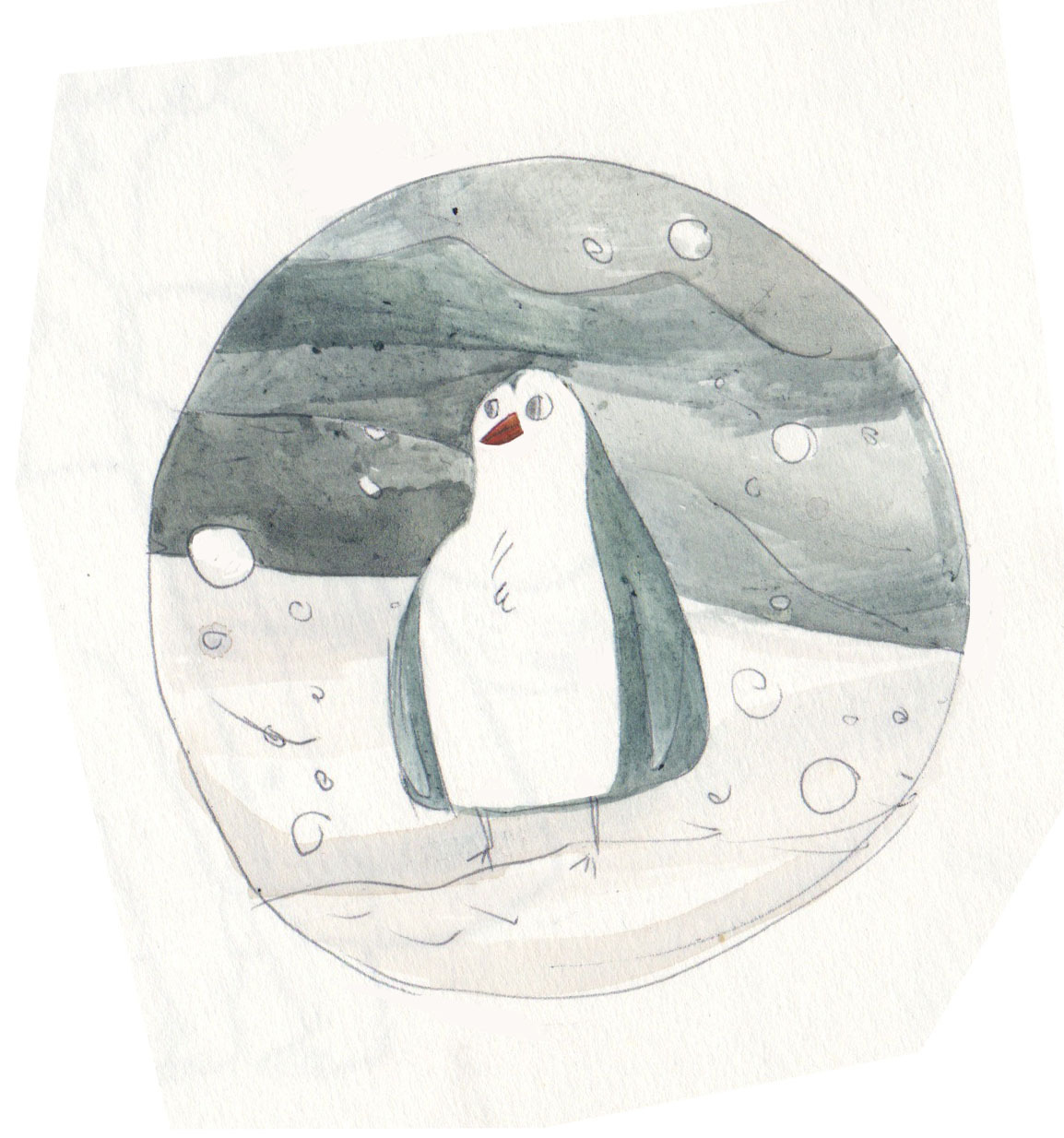 Biro Watercolour penguin