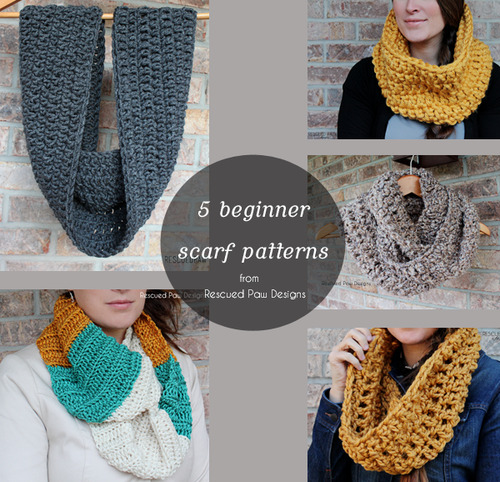 FREE 5 Easy Beginner Crochet Scarf Pattern Round up :: Easy Crochet - 5 EASY BEGINNER CROCHET SCARF PATTERNS