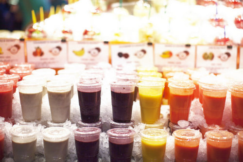postcards from Barcelona, juices at La Boqueria by Making Magique on Flickr.