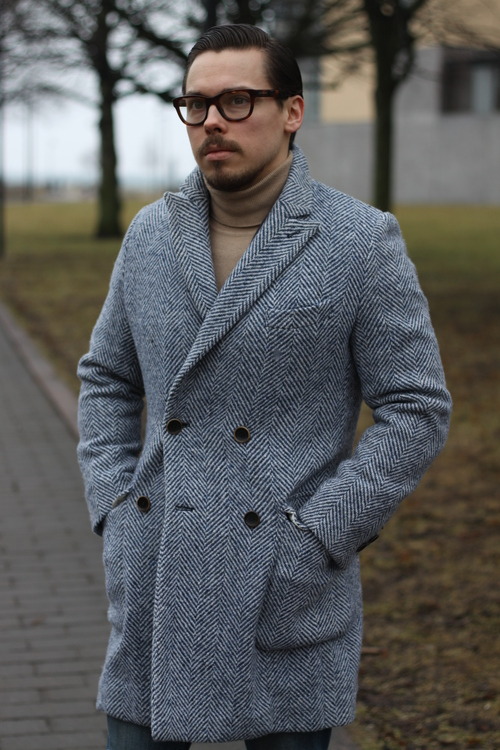 Lardini wool herringbone overcoat
