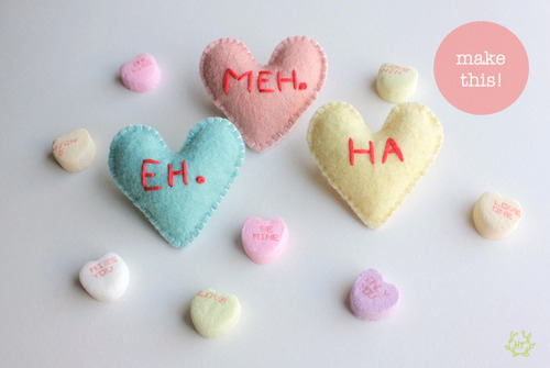 funny love heart sweets made from felt