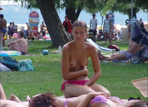 Hard nipples topless beach
